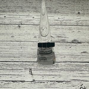 Modern Black Tile Inlay Stackable Band Ring